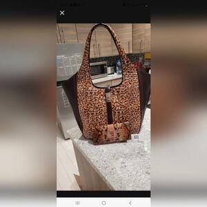 Brahmin Carla Tote in Leopard Cub Bergamot with Brahmin wallet